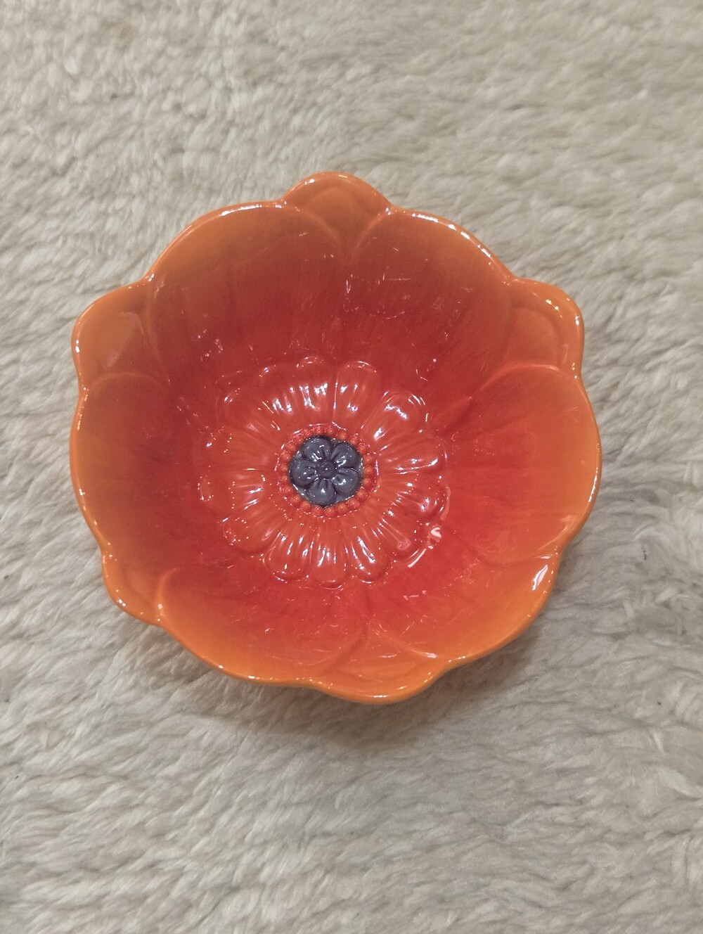 Grasslands Road Orange Flower Cottagecore Electic Floral Trinket Bowl Dish